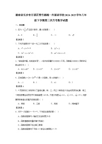 湖南省长沙市开福区青竹湖湘一外国语学校2024-2025学年八年级下学期第三次月考 数学试题