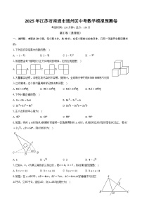 2025年江苏省南通市通州区中考数学模拟预测卷（中考模拟）
