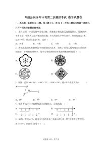 湖北省黄石市阳新县2025届中考第二次模拟考试数学试题卷