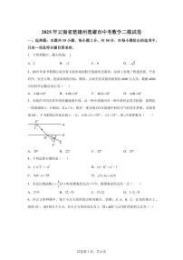 2025届云南省楚雄州楚雄市中考数学（二模）试卷
