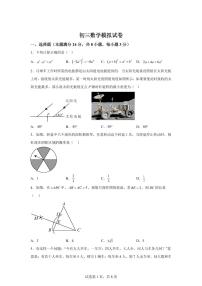 江苏省苏州市高新区九年级下学期模拟考数学试卷