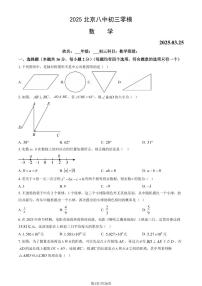 2025北京八中 初三零模数学试卷有答案