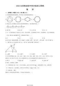 2025北京陈经纶中学分校初三零模数学试卷有答案