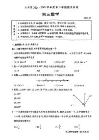 2025年北京市大兴区九年级中考二模数学试卷（含答案）