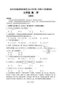 浙江省杭州市保俶塔教育集团2024-2025学年七年级下学期5月考试数学试题