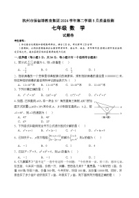 浙江省杭州市保俶塔教育集团2024-2025学年七年级下学期5月考试数学试题
