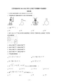 江苏扬州202-2025学年七年级第二学期期中考试数学试卷[有答案]