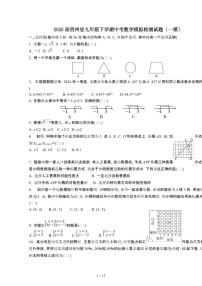 2025年贵州九年级第二学期中考数学试卷[一模][有答案]