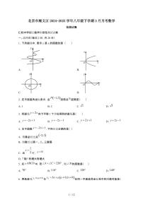 北京顺义区2024_2025学年八年级第二学期3月月考数学试卷[有答案]
