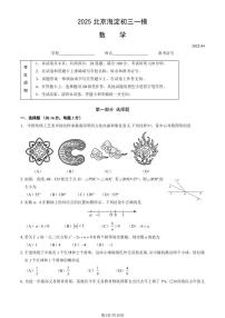 北京海淀区2024-2025学年第二学期初三数学一模考试试卷（含答案）