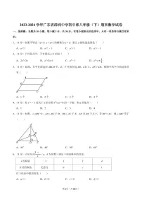 2023-2024学年深圳中学八年级下册期末数学试卷及答案
