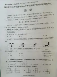 2025年四川省自贡市 中考数学真题（无答案）