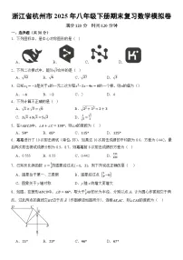 浙江省杭州市2025年八年级下册期末复习数学模拟卷 含答案