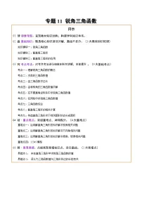 专题11 锐角三角函数（3大模块知识梳理+9个考点+4个重难点+2个易错点）讲义（含答案）-2025年中考数学三轮冲刺复习试题