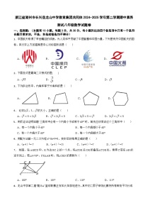 浙江省湖州市长兴县龙山中学教育集团共同体2024-2025学年第二学期期中素养测试八年级数学试题卷
