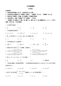 安徽省亳州市涡阳县2024-2025学年七年级下学期期中考试数学试卷（含部分答案）