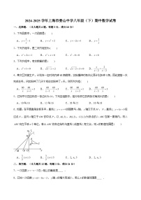 2024-2025学年上海市娄山中学八年级（下）期中数学试卷（含解析）