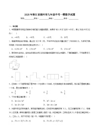 浙江省湖州市2025届九年级下学期中考一模数学试卷(含解析)