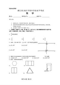 2025年浙江省中考真题数学试题（不含答案）