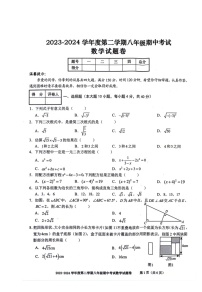 安徽省合肥市部分学校2023--2024学年八年级下学期期中考试数学试卷