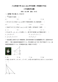 安徽省六安市金安区六安皋城中学2023-2024学年八年级下学期期中数学试题