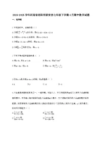 2024~2025学年河南洛阳新安县七年级下册4月期中数学试题【带答案】