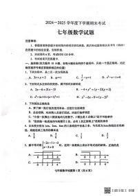 山东省泰安市肥城市2024-2025学年七年级下学期7月期末数学试题无答案