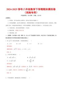 2024-2025学年八年级下学期期末考试 数学试题（河南专用）（含答案）