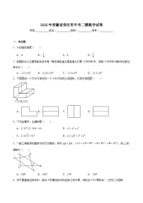 安徽省安庆市2025届九年级下学期中考二模数学试卷(含解析)