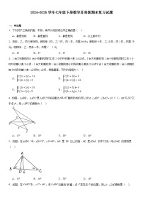 2024-2025学年苏科版数学七年级下册期末复习试题及答案