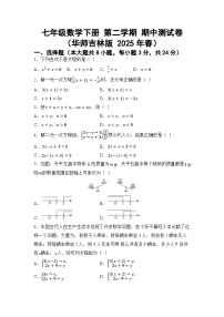 七年级数学下册 第二学期 期中测试卷（华师吉林版 2025年春）