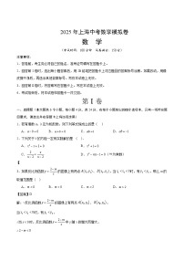 上海市2025届九年级下学期中考模拟数学试卷(含解析)