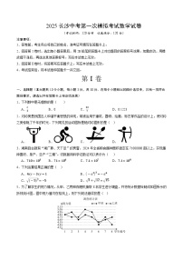2025长沙中考第一次模拟考试数学试卷
