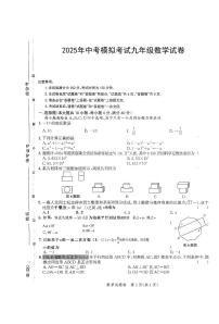 2025年5月安徽省淮北市多校中考模拟考试数学试卷(图片版，含答案)