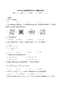 江苏省淮安市2025届九年级下学期中考二模数学试卷(含解析)