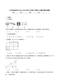 江苏省南京市2024-2025学年七年级下学期4月期中考试数学试卷(含答案)