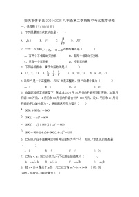 安徽省安庆市怀宁县2024-2025学年八年级下学期期中考试数学试卷(含答案)