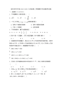 安徽省安庆市怀宁县2024-2025学年八年级下学期期中考试数学试卷(含答案)