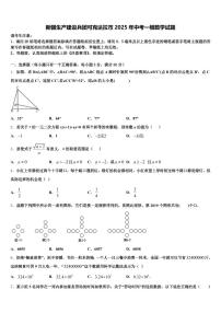 新疆生产建设兵团可克达拉市2025年中考一模数学试题含解析