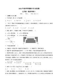浙江省金华市义乌市部分学校2024-2025学年七年级下学期期中联考数学试卷(含答案）
