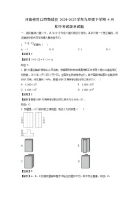 河南省周口市郸城县2024-2025学年九年级下学期4月期中考试数学试卷（解析版）