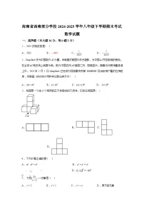 2024-2025学年海南省西南部分学校八年级下学期期末考试数学检测试卷