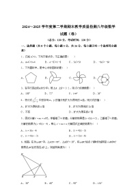2024-2025学年陕西省汉中市八年级下学期数学期末试卷