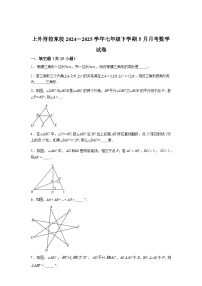 2024-2025学年上海外国语大学附校东校七年级下学期5月月考数学检测试卷