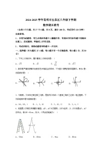 2024-2025学年云南省昆明市五县区八年级下学期7月期末考试数学检测试卷