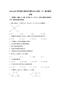 2024-2025学年浙江省杭州市萧山区七年级下学期期末数学检测试卷