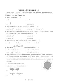 2024版青岛版七年级上册数学期末真题卷（1）含答案