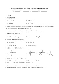 江西省九江市2023-2024学年七年级下学期期中测试数学试卷(含解析)