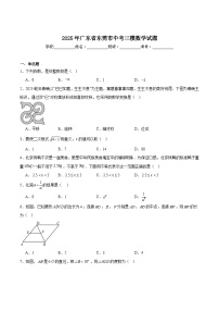 广东省东莞市2025届九年级下学期中考三模数学试卷(含解析)