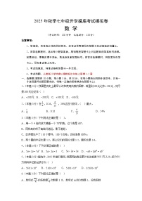 2025年七年级数学秋季开学摸底考（湖南省专用）A3A4原卷+全解全释+答题卡